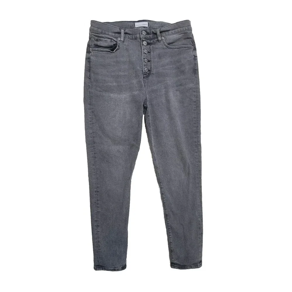 LOFT‎ Gray The Skinny Button Fly Jeans Women's 10/30